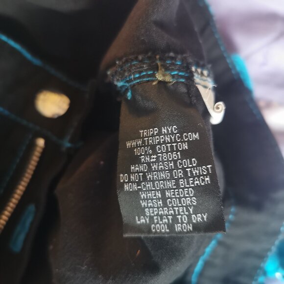 Tripp NYC black blue women's juniors bondage pants size 11 zippers suspenders - Picture 7 of 14